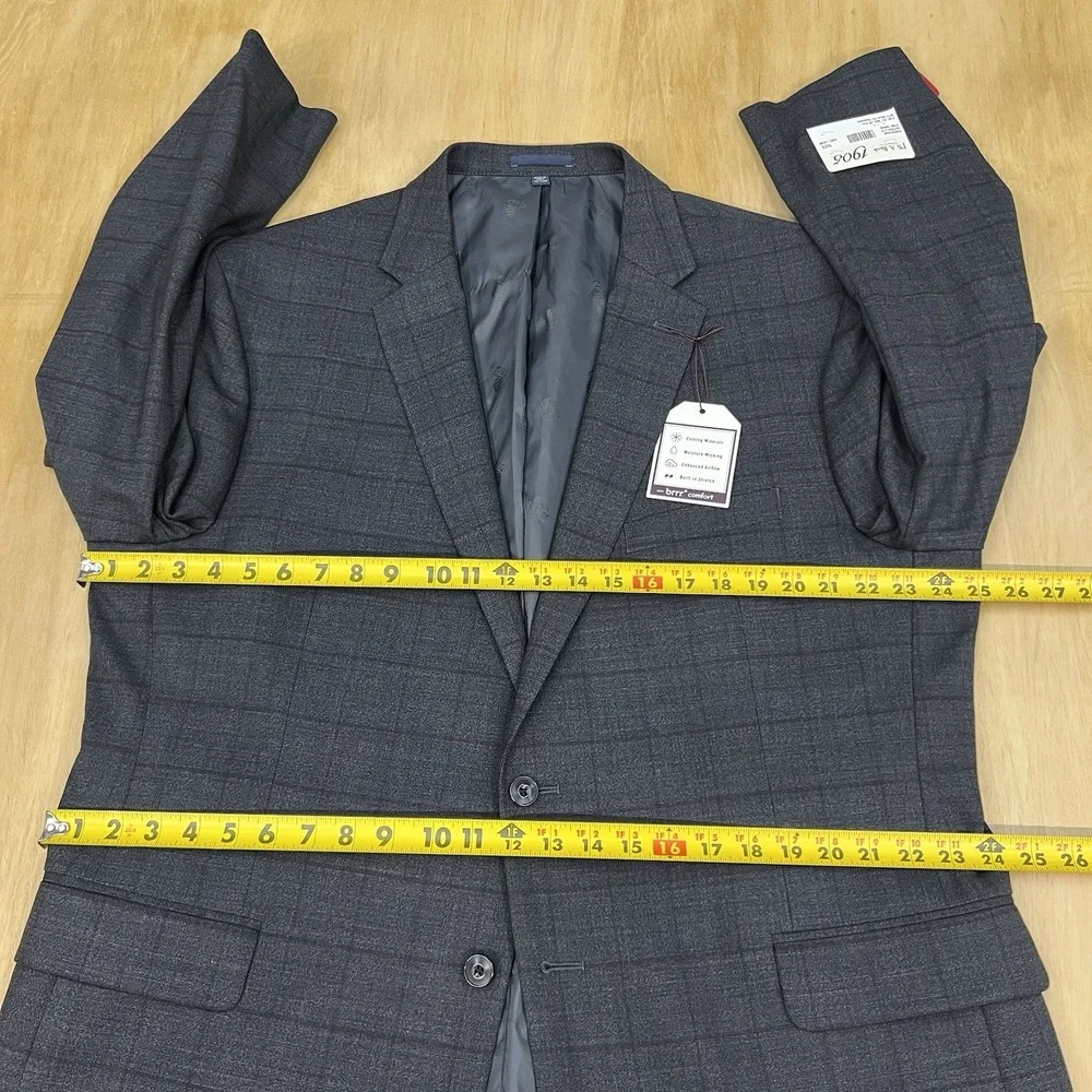 Jos A Bank Suit Top Jacket Mens 50R Slim Fit Wool Stretch Dark Gray/Dark Red